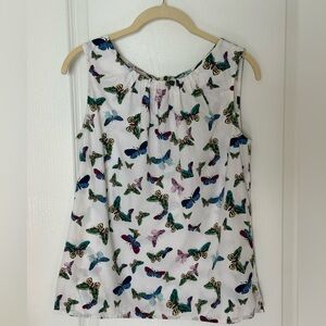 Talbots Sleeveless Butterfly Print Top Size Small